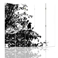 Parawany - Parawan dwustronny obrotowy FEEBY, Ptak Czarno Biały 180x170 - miniaturka - grafika 1