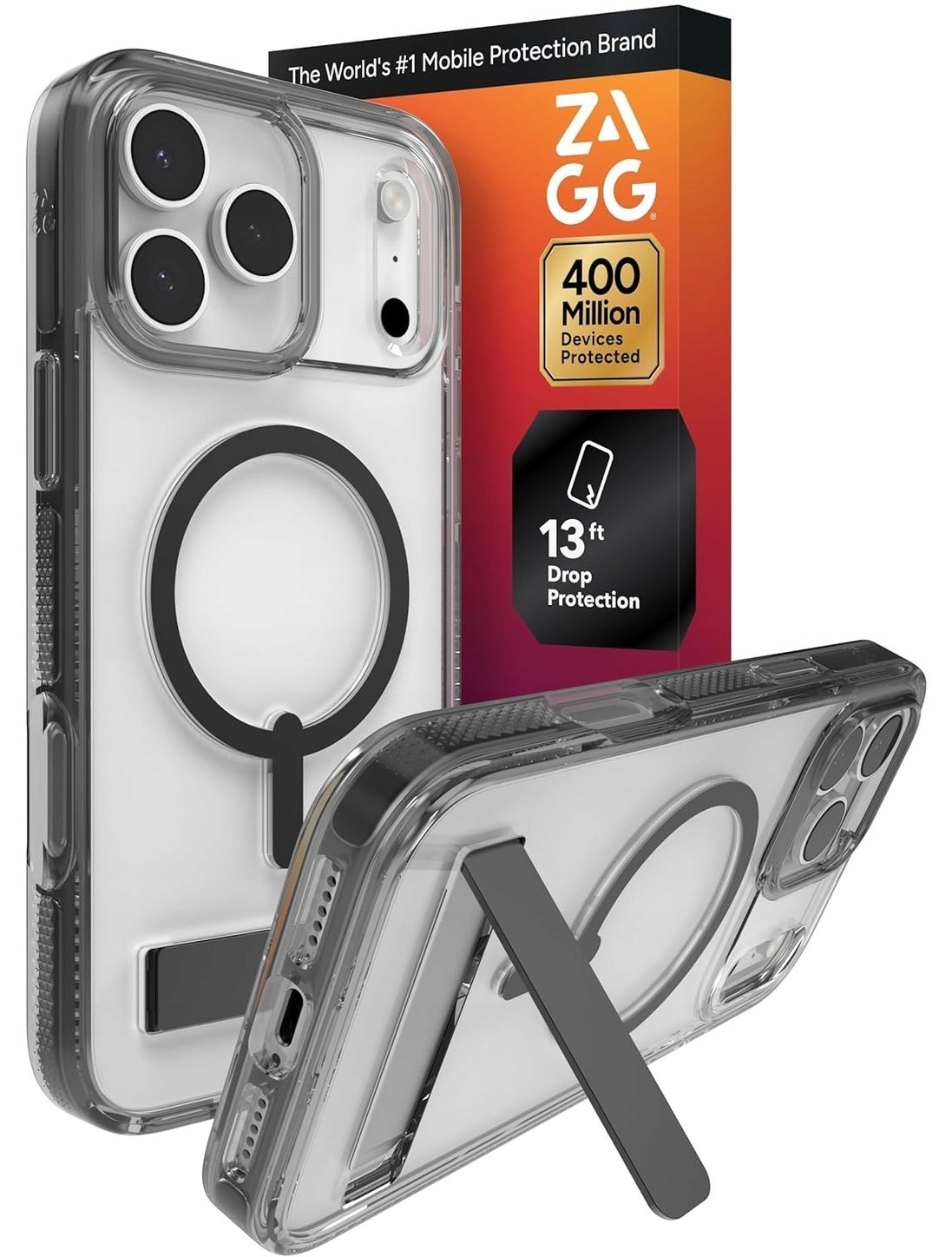 Zagg Santa Cruz Snap KS etui z podstawką do iPhone 17 Pro compatible z MagSafe jet black