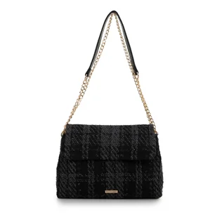 Damska listonoszka z tkaniny bouclé czarna - Torebki damskie Damska listonoszka z tkaniny bouclé czarna - Torebki damskie - miniaturka - grafika 1