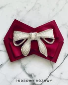 Broszki - Brosza z Kokardą wysadzaną kryształkami i perełkami New - miniaturka - grafika 1