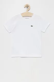 Koszulki dla chłopców - Lacoste t-shirt dziecięcy TJ8811 kolor czarny gładki - grafika 1