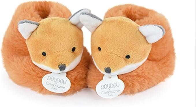 DOUDOU POMARAŃCZOWE KAPCIE DZIECIĘCE Z PLUSZOWYM LISKIEM 15 6DA