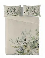 Pościel - Matex Pościel lniana 220x200 Linen 03 liście beżowa zielona w pudełku - miniaturka - grafika 1