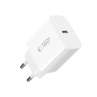Ładowarki samochodowe - TECH-PROTECT NC20W 1-PORT NETWORK CHARGER PD20W + TYPE-C CABLE WHITE - miniaturka - grafika 1
