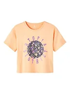 Koszulki i topy damskie - NAME IT Girl's NKFBOLETTE SS Loose Short top koszulka z krótkim rękawem, pomarańczowy szyfon, 146/152, Pomarańczowy szyfon, 146/152 cm - miniaturka - grafika 1