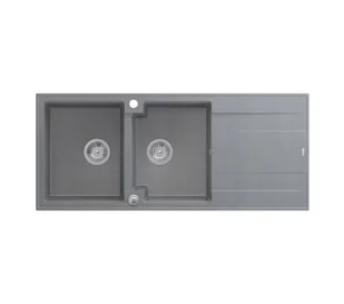 Quadron HQE11650U5_BS_P2O Evan 121 silver stone - szary/stalowy - granitowy - wpuszczany w blat - ociekacz - Zlewozmywaki - miniaturka - grafika 1