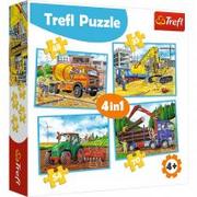 Puzzle - Trefl Puzzle 4w1 Duże maszyny budowlane - miniaturka - grafika 1