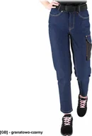 Spodnie sportowe damskie - JEANS-L727 - Elastyczne spodnie ochronne do pasa damskie zapięcie guzik zamek błyskawiczny 6 kieszeni tkanina jeansowa 78% bawełna, 20% poliester 2% elastan 330 g/m2 46 - miniaturka - grafika 1