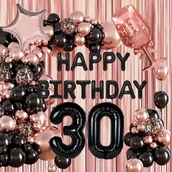 Balony i akcesoria - ŚCIANKA BALONY ZESTAW BALONÓW NA 30 URODZINY RÓZOWE ZŁOTO GOLD ROSE 78SZT - miniaturka - grafika 1