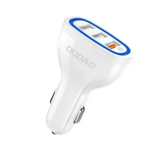 Dudao ładowarka samochodowa szybkie ładowanie Quick Charge 3.0 QC3.0 2.4A 18W 3x USB biały (R7S white) - Ładowarki samochodowe - miniaturka - grafika 1