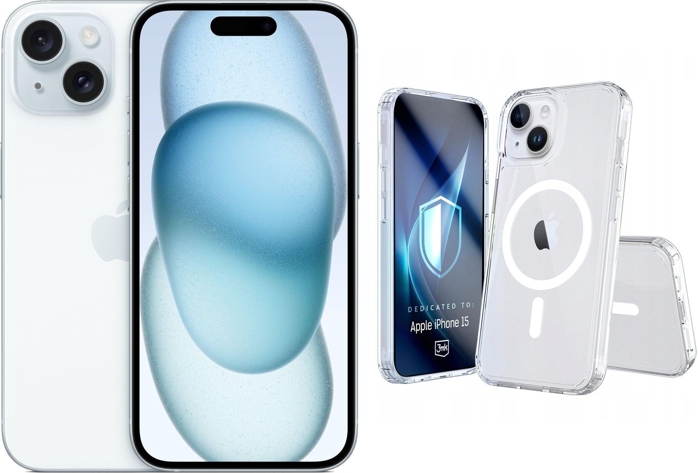 Smartfon Apple iPhone 15 256GB Blue MTP93 + Etui Armor MagCase