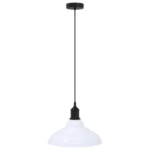 vidaXL Lampa wisząca z regulacją wysokości E27 połysk biały metal - Lampy ogrodowe - miniaturka - grafika 1