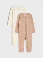 Pajacyki dla niemowląt - Sinsay - Śpiochy 2 pack - kremowy - miniaturka - grafika 1