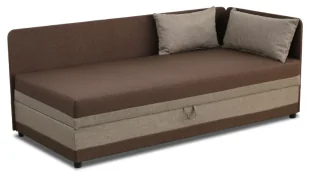 Tapczan łóżko jednoosobowe z pojemnikiem Hirek 80x180 Brązowe/Beżowe - Łóżka - miniaturka - grafika 1