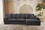 Narożniki - Sofa w kształcie L GABON narożnik z funkcją spania Zoom grafitowy prawy - miniaturka - grafika 1