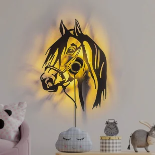Opviq Kinkiet Horse, czarny, metalowy, 57 x 41 cm, kabel z wtyczką - Lampy ścienne - miniaturka - grafika 1