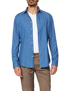 Koszule męskie - Seidensticker Męska koszula dżinsowa o kroju slim z długim rękawem i kołnierzem kent Soft Denim Smart Business, niebieski (niebieski 14), 44 PL - grafika 1