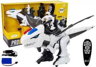 LEANToys Dinozaur Tyranozaur Robot Interaktywny Zdalnie Sterowany K18 Programowanie Biały - Zabawki zdalnie sterowane - miniaturka - grafika 1