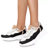 Sneakersy damskie - Buty Damskie Sneakersy Sportowe na Platformie Farini Czarne 39 - miniaturka - grafika 1