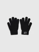 Rękawiczki dla dzieci - 4F Rękawiczki dzianinowe z wiskozą dziecięce - czarne L/XL - miniaturka - grafika 1
