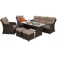 HOME &amp; GARDEN Meble ogrodowe technorattanowe Bergamo Brown Mat / Brown Melange 846123