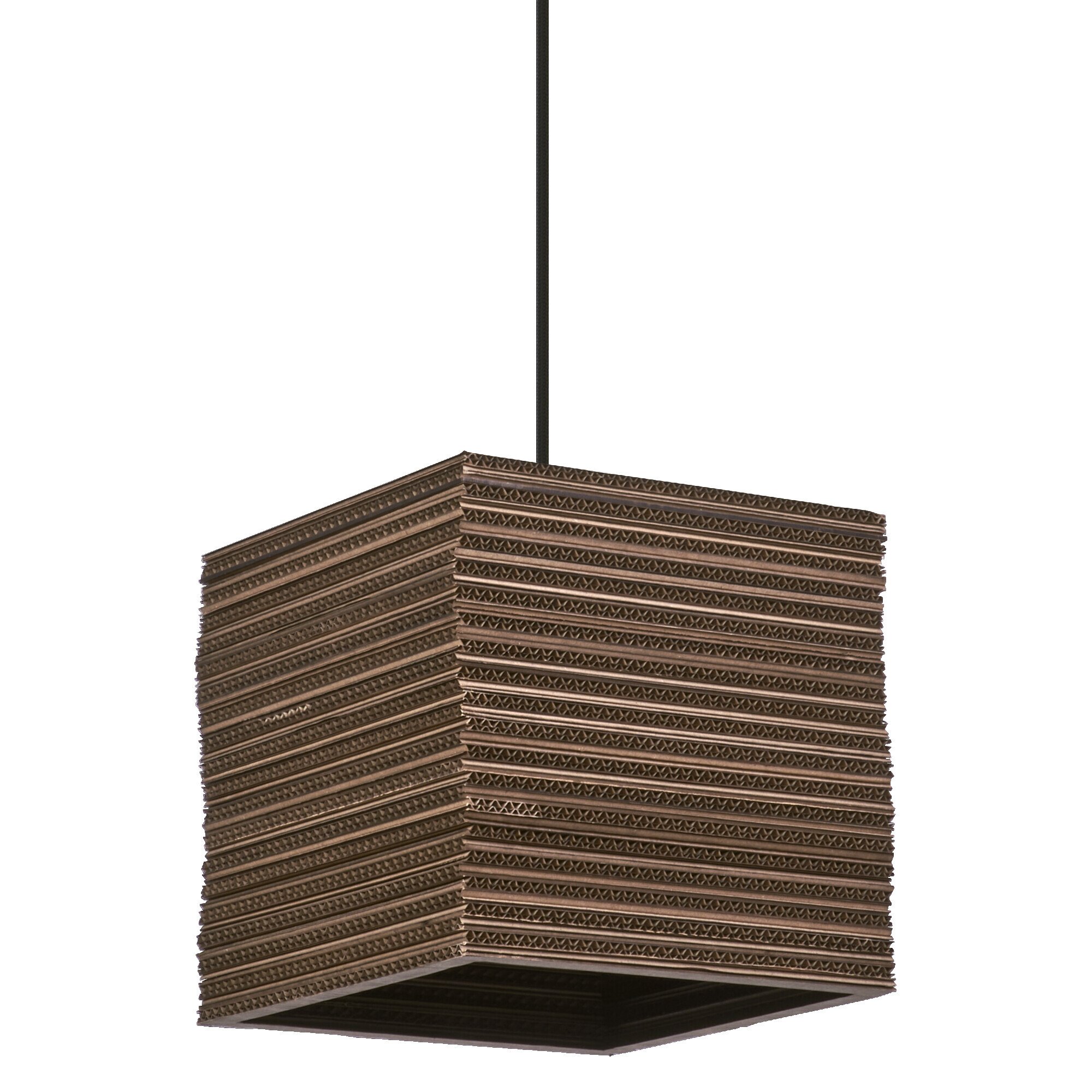 LEDVANCE Decor Cardboard Square lampa wisząca brązowa wykonana z tektury falistej, lekka, E27, średnica 250 mm, klosz wykonany z materiału pochodzącego z recyklingu, ekologiczna dzięki wymiennemu źródłu światła, łatwy montaż
