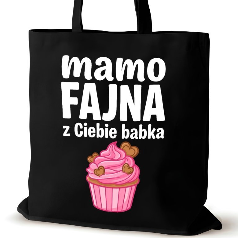 Torba bawełniana dla MAMY na ramię czarna przyjaciółki duża śmieszna