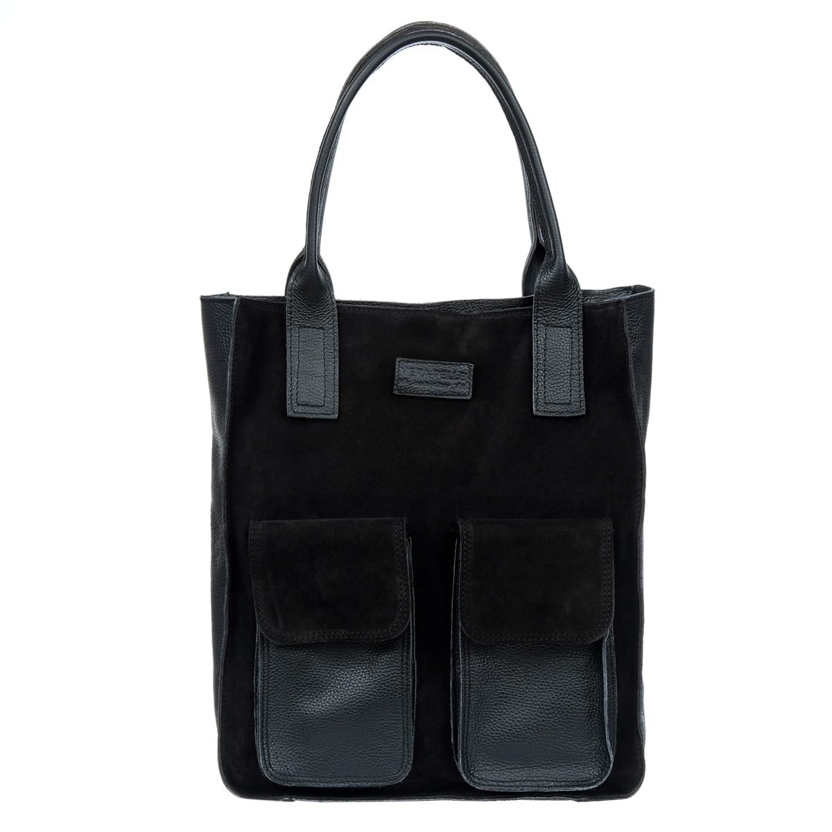 Duża Shopperka Torba Zamszowa Vezze Tasca Czarna