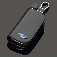 Torebki damskie - Skórzany Ford Keyfob Keychain Keychain Case Portfel Torba Na pilota Obudowa Pokrowiec Na monety Uchwyt na zamek błyskawiczny Torba Ford Czarny - miniaturka - grafika 1