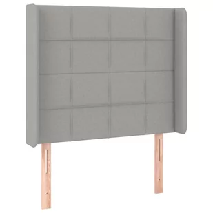 Lumarko Zagłówek do łóżka z LED, jasnoszary, 83x16x118/128 cm, tkanina - Inne meble do sypialni - miniaturka - grafika 4