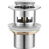 Umywalki - Uniwersalny korek do umywalki z wysuwaną klapką – antyblokujący korek do umywalki łazienkowej, odporny na korozję, srebrny - miniaturka - grafika 1