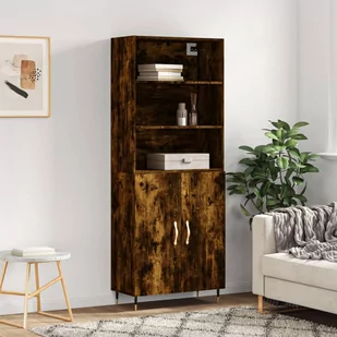 vidaXL Witrynka przydymiony dąb 69,5x34x180 cm materiał drewnopochodny - Witryny - miniaturka - grafika 1
