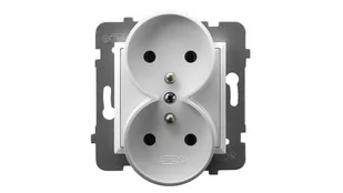Ospel SA ARIA Gniazdo podwójne z uziemieniem biały - Gniazdka elektryczne - miniaturka - grafika 1