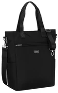 Torebki damskie - Czarna torebka damska PETERSON shopper bag do ręki lub na ramię duża na suwak kieszonki modna miejska pojemna - miniaturka - grafika 1