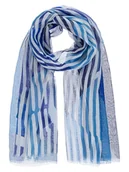 Apaszki i szaliki damskie - Damski szalik lekki graficzny nadruk niebieski Passigatti - miniaturka - grafika 1