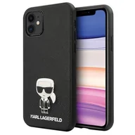 Etui i futerały do telefonów - KARL LAGERFELD Karl Lagerfeld Saffiano with Pin Ikonik - Etui na iPhone 12 mini (czarny) KLHCP12SIKMSBK - miniaturka - grafika 1