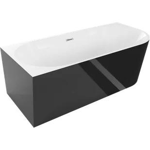Mexen Mia wanna wolnostojąca narożna lewa 140 x 75 cm, biała/czarna, przelew chrom - 52691407575L-01 - Wanny - miniaturka - grafika 1