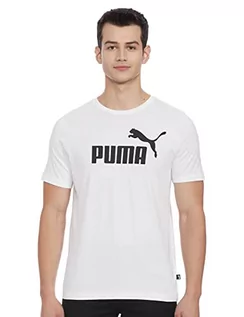 Koszulki męskie - Puma Męski T-shirt z logo Ess biały bia$278y S 586666 - grafika 1