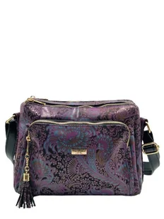 Skórzana listonoszka złote okucia dwukomorowa - Torebki damskie - miniaturka - grafika 1