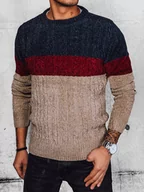 Swetry męskie - Sweter męski beżowy Dstreet WX2172 - miniaturka - grafika 1