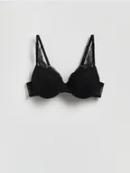 Biustonosze - Reserved - Siateczkowy biustonosz push up - czarny - miniaturka - grafika 1