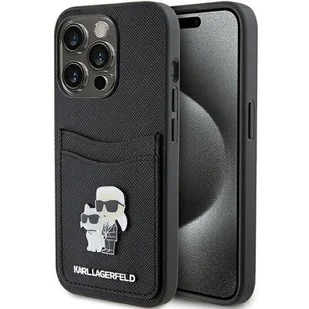 Karl Lagerfeld KLHCP15LSAPKCNPK iPhone 15 Pro 6.1" czarny/black hardcase Saffiano Cardslot Karl&Choupette Metal Pin - Etui i futerały do telefonów - miniaturka - grafika 1