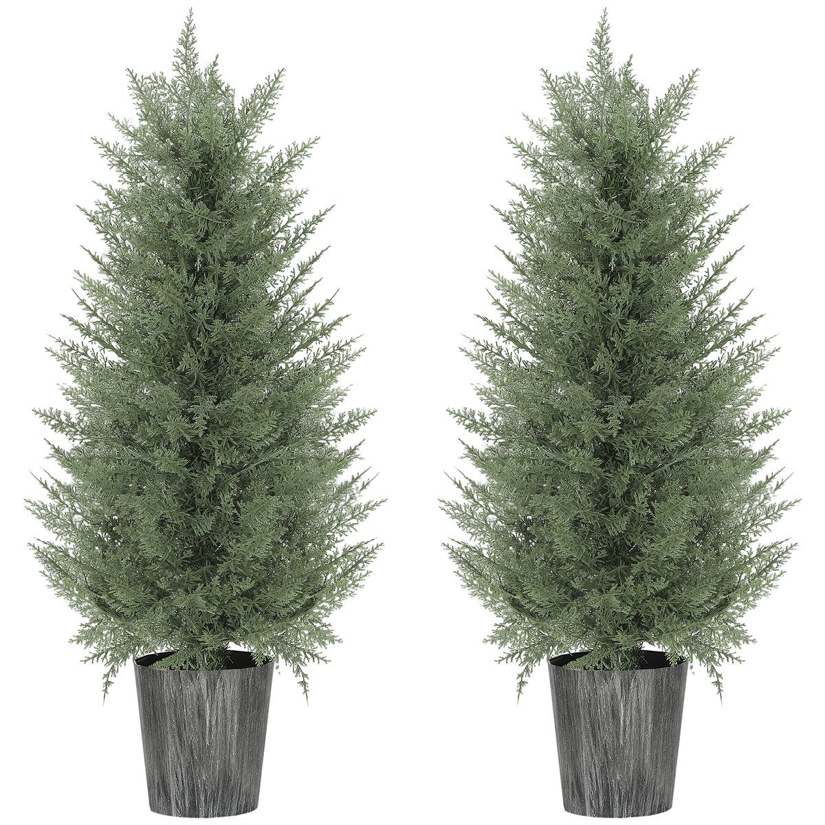 HOMCOM Zestaw 2 sztucznych cyprysów duże 90 cm, plastikowe sztuczne rośliny w doniczkach, sztuczne drzewo, realistyczne do salonu, sypialni, biura,..