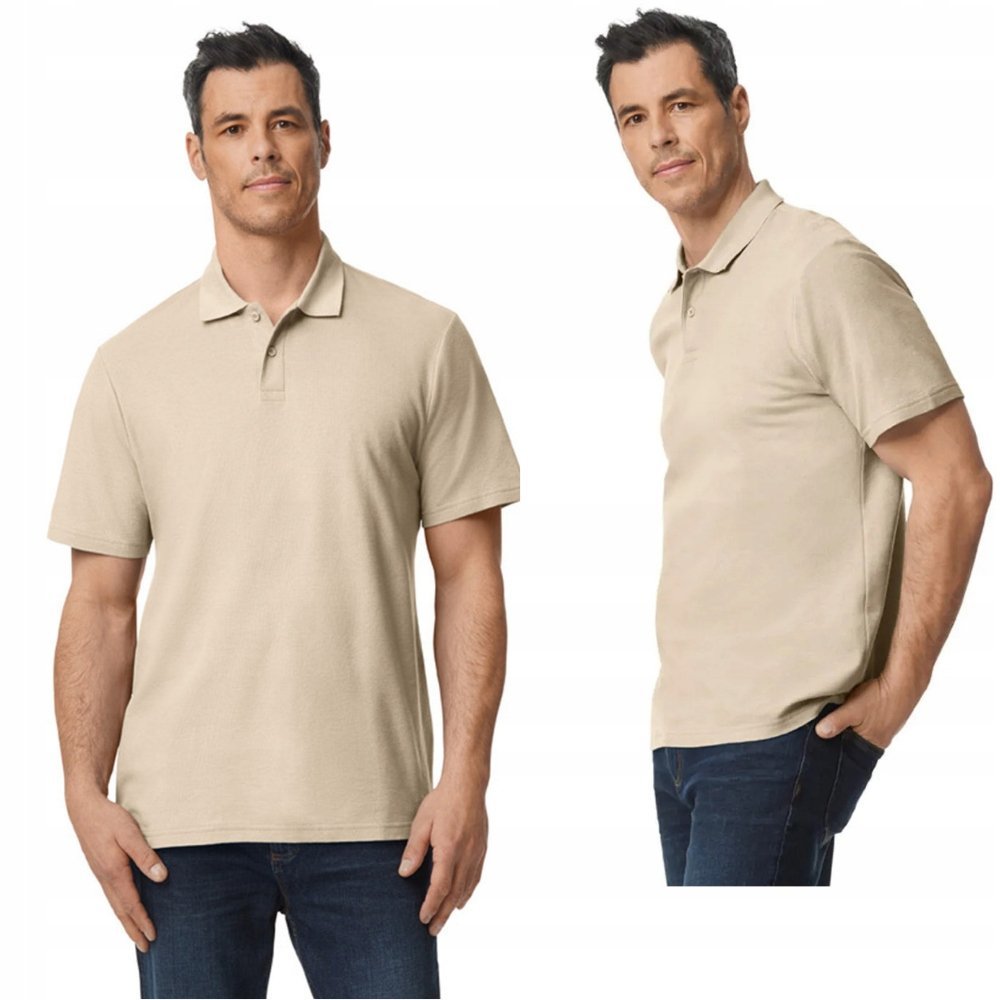 Koszulka POLO Polówka Męska BAWEŁNA Double Pique Gildan 64800 BEŻ 4XL