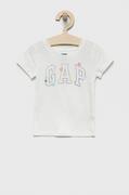 Koszulki dla dziewczynek - GAP t-shirt bawełniany dziecięcy kolor biały - Gap - miniaturka - grafika 1