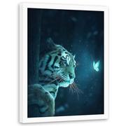 Plakaty - Plakat w ramie białej FEEBY, Tygrys i motyl abstrakcja, 70x100 cm - miniaturka - grafika 1