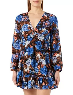 ONLY Women's ONLELLIE LS dekolt w serek WVN sukienka, czarna/szczegóły: AOP, XL - Sukienki - miniaturka - grafika 1
