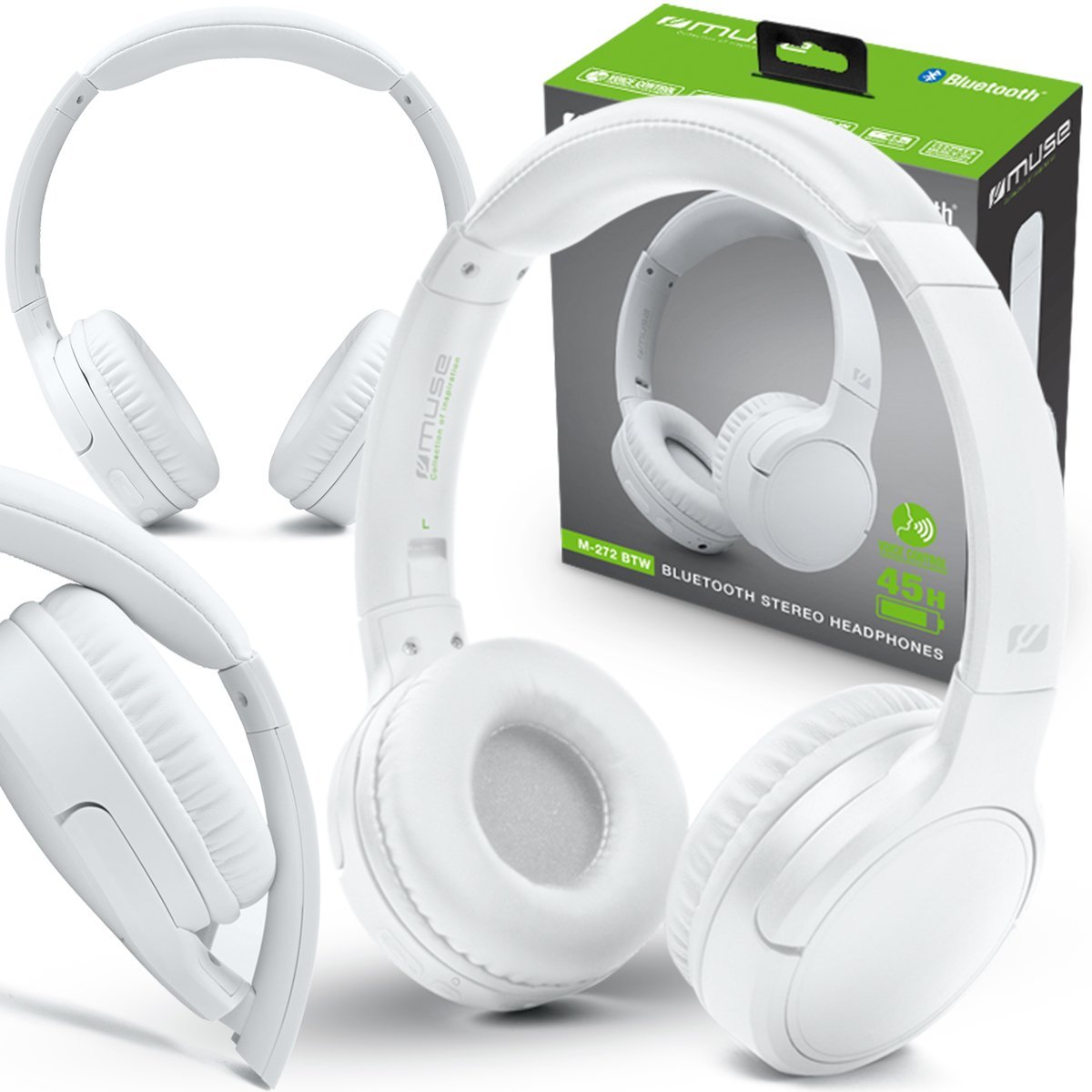 Muse Stereo M-272 BTW Biały Noise canceling