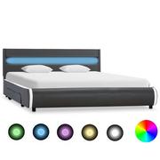Łóżka - vidaXL Rama łóżka z LED, antracytowa, sztuczna skóra, 120 x 200 cm - miniaturka - grafika 1