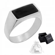 Pierścionki - Sygnet srebrny pr. 925 Pierścionek Męski z Onyksem Prostokątny r. 20 - miniaturka - grafika 1
